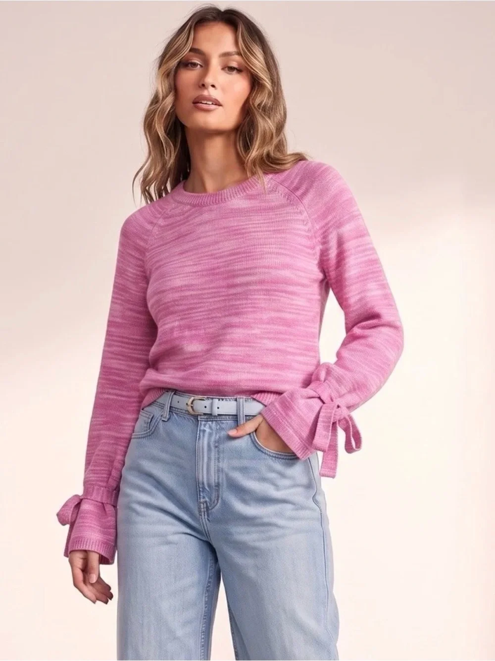 J.Crew Collection Pink Alpaca Tie Bell Sleeve Sweater XS